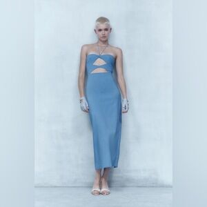 Influencer Favorite ZARA Elegant Blue Strapless Dress